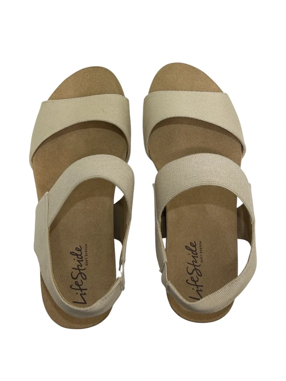 Life Stride Women's Size 7 W US Sandals Synthetic Beige Wedge Maldives 903550